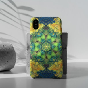 Mosaic Mandala Flower Green Yellow and Blue iPhone 11 Hoesje