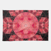 Mosaic Mandala Flower Pink and Black Theedoek (Horizontaal)