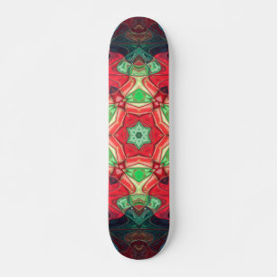 Mosaic Mandala Flower Red Blauwgroen en Blue Skateboard