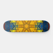 Mosaic Mandala Flower Yellow Blue en Red Skateboard (Horizontaal)
