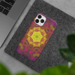 Mosaic Mandala Flower Yellow Pink en Paars iPhone 11 Hoesje