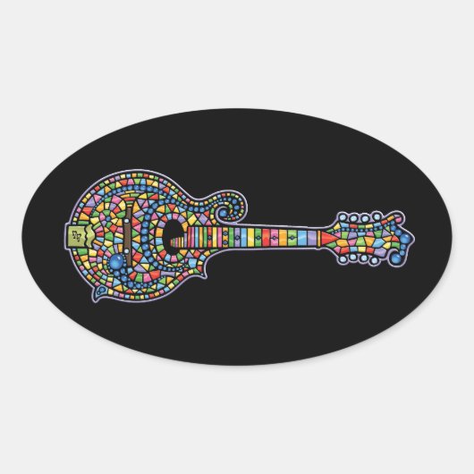 Mosaic Mandolin Ovale Sticker (Voorkant)