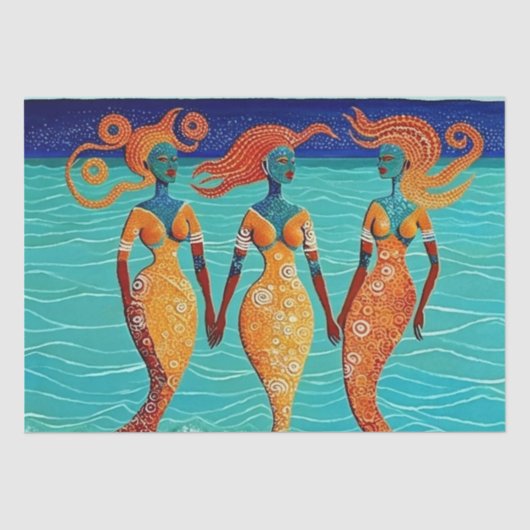Mosaic Mermaids op Egyptisch zand Tissuepapier (Voorkant)