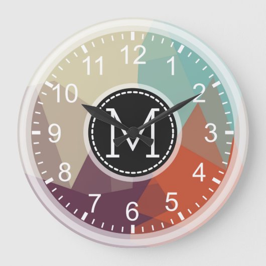 Mosaic Modern Monogram Grote Klok (Voorkant)