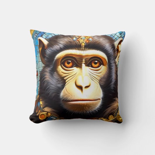 Mosaic Monkey Designer Coussin coussin Jets (Recto)