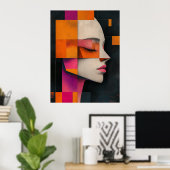 Mosaic of Her Silence — Painterly Blocks Poster (Thuiskantoor)