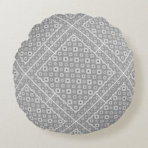 Mosaic Pattern 02.BW LGrey BG Rond Kussen