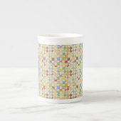MOSAIC QUILT Bone China Mug + Texte / Bleu (Devant)