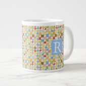 MOSAIC QUILT Grosse Mug Blanc + Texte / Bleu (Devant droit)