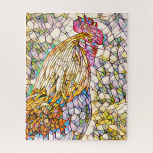 Mosaic Rooster Jigzaag Puzzle Legpuzzel