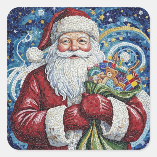 Mosaic Santa Claus Sticker Artistic  (Devant)