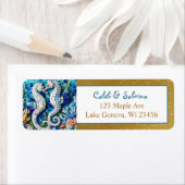 Mosaic Seahorses Romantic Beachy Etiket (Insitu)