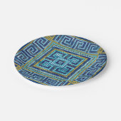 Mosaic Tile Greek Meander Key Papieren Bordje (Gekanteld)