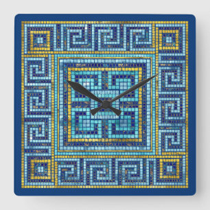 Mosaic Tile Greek Meander Key Vierkante Klok
