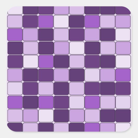  Mosaic Tile Pattern Paarse Lila Lavender Vierkante Sticker (Voorkant)