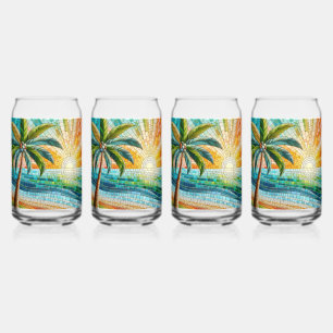 Mosaic Tropical Beach Coucher de soleil Palm Tree