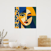 Mosaic Woman Portrait Art Geometric Boho Poster (Cuisine)
