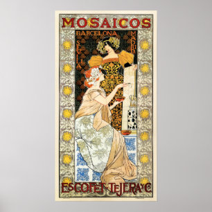 MOSAICOS Tiles Mosaic Barcelona, Spanje Poster