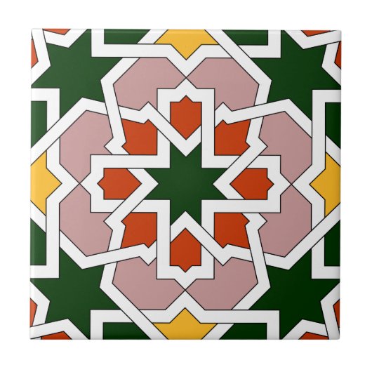 Mosaïque 01 de carreau marocain vert et rouge dans (Devant)