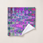 Mosaïque Abstraite Colorée Magenta Ondulée Rétro (Gant de toilette)