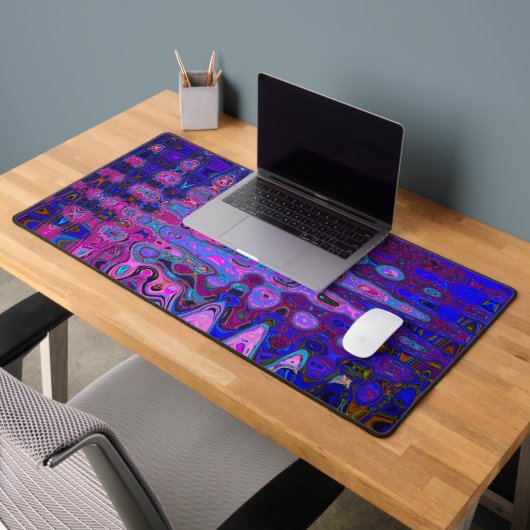 Mosaïque Abstraite Rose et Bleu Ondulé Rétro (Bureau 2)
