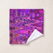 Mosaïque Abstraite Rose et Violet Ondulé Rétro (Gant de toilette)