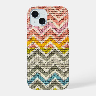 MOSAÏQUE BLEU GRIS JAUNE ROSE BLANC CHEVRONS