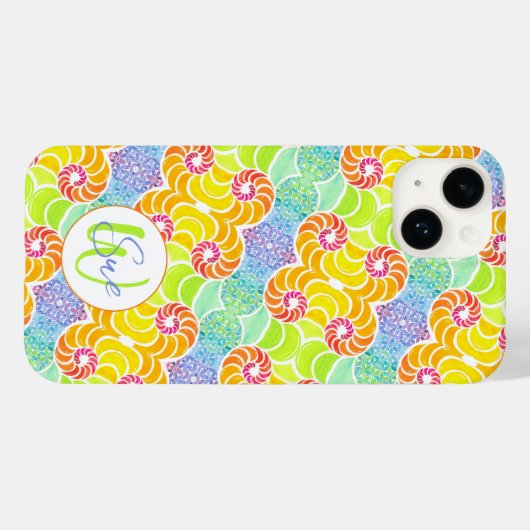 Mosaïque colorée Iphone 14 Coque (Verso (horizontal))