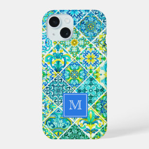 Mosaïque de carreaux siciliens aqua mints rustique