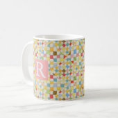 MOSAÏQUE DE COUVERTURE Blanc Mug + Texte / Rose (Devant gauche)