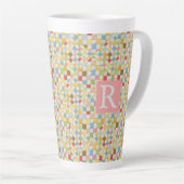 MOSAÏQUE DE COUVERTURE Grand mug Latte + Texte / R (Angle droit)