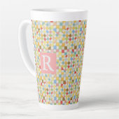 MOSAÏQUE DE COUVERTURE Grand mug Latte + Texte / R (Angle gauche)