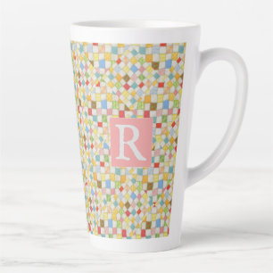 MOSAÏQUE DE COUVERTURE Grand mug Latte + Texte / R