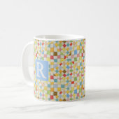 MOSAÏQUE DE COUVERTURE Mug Blanc + Texte / Bleu (Devant gauche)