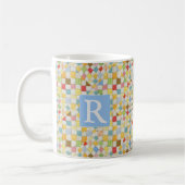 MOSAÏQUE DE COUVERTURE Mug Blanc + Texte / Bleu (Gauche)