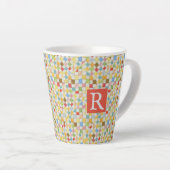 MOSAÏQUE DE COUVERTURE Mug Latte + Texte / Rouge (Angle droit)