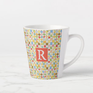 MOSAÏQUE DE COUVERTURE Mug Latte + Texte / Rouge