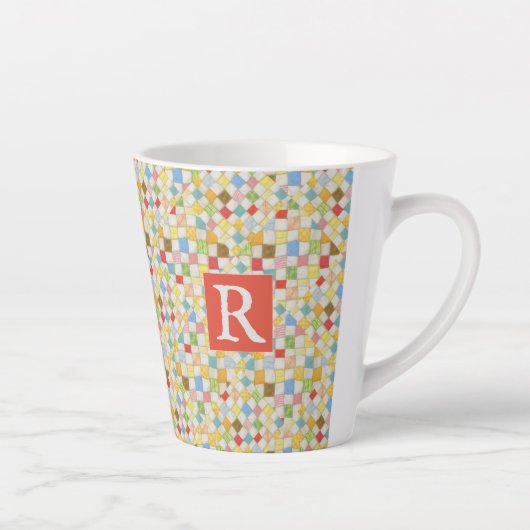 MOSAÏQUE DE COUVERTURE Mug Latte + Texte / Rouge (Droite)
