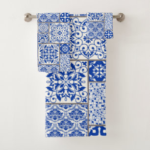 Mosaïque de majolique en azulejo bleu et blanc méd