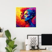 Mosaïque de visages vibrants Impression abstraite (Bureau à domicile)