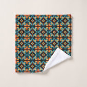 Mosaïque décorative bleue jaune orange (Gant de toilette)