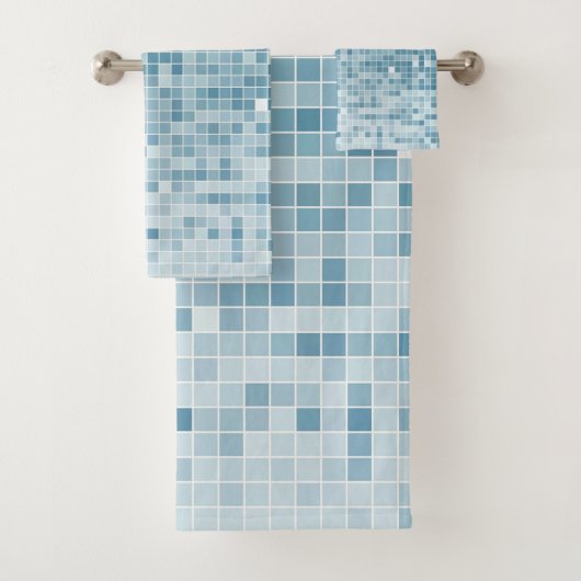 Mosaïque dégradée de pixels bleus (En situation)