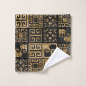 Mosaïque en mosaïque grecque Noir et or (Gant de toilette)