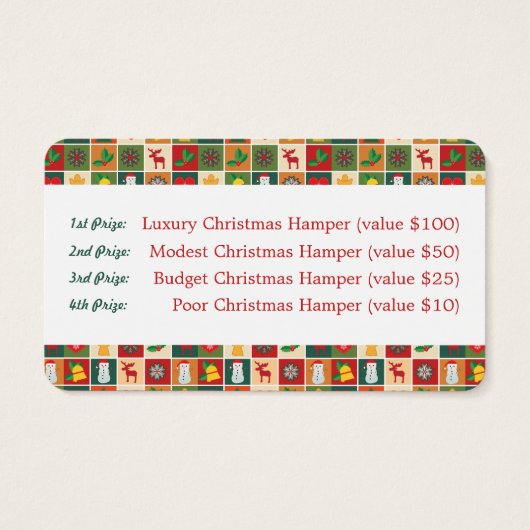 Mosaïque festive, raffle de Noël Billets (Dos)