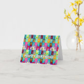 Mosaïque florale colorée de carte d'anniversaire (Fleur jaune)