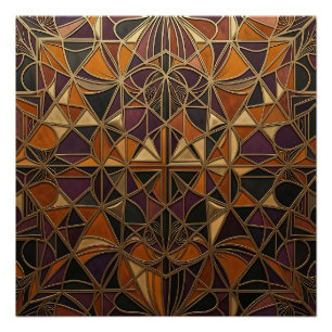 Mosaïque géométrique Art Déco en or luxueux