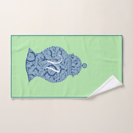 Mosaïque Green Blue Jar Ginger Jars (Serviette à main)