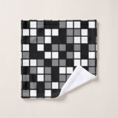 Mosaïque gris moyen, noir, blanc Carrés aléatoires (Gant de toilette)