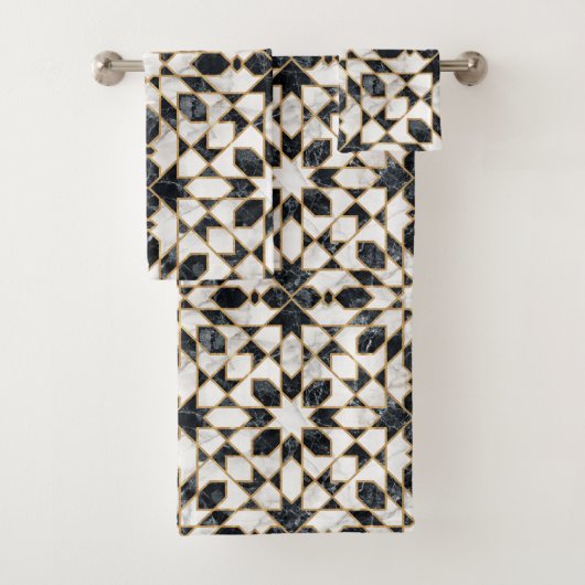 Mosaïque marocaine noire et Marbre blanc (En situation)