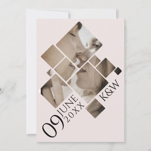 Mosaïque moderne avec faire-part de mariage monogr (Devant)